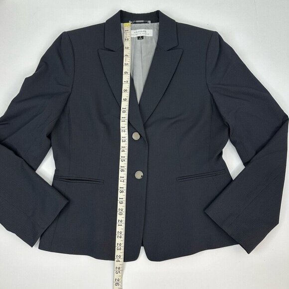 Tahari ASL Women's Navy Pinstripe Two Button Business Career Luxury Blazer 8/C38 - Picture 11 of 13